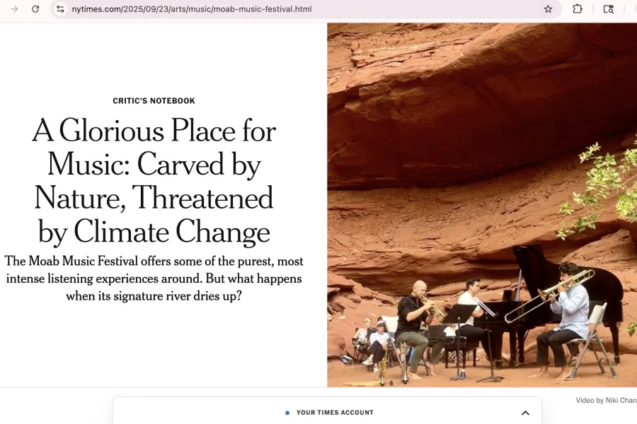 Cover of a New York Times article about a musical trio